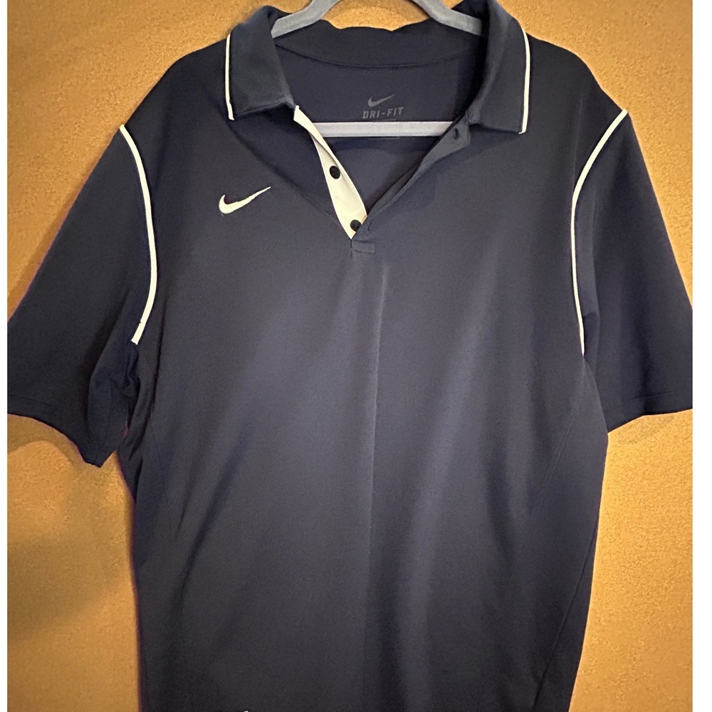 Nike Dri-FIT Polo‎ Shirt Mens L Navy Blue Like New Short Sleeve Golf Athletic